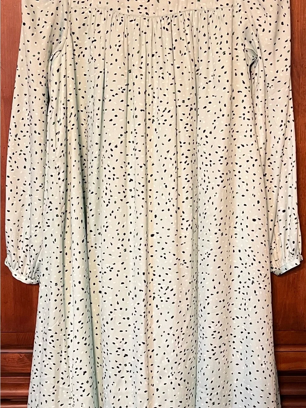 Light Mint Polka Dot Tie-Neck Blouse by Ann Taylor